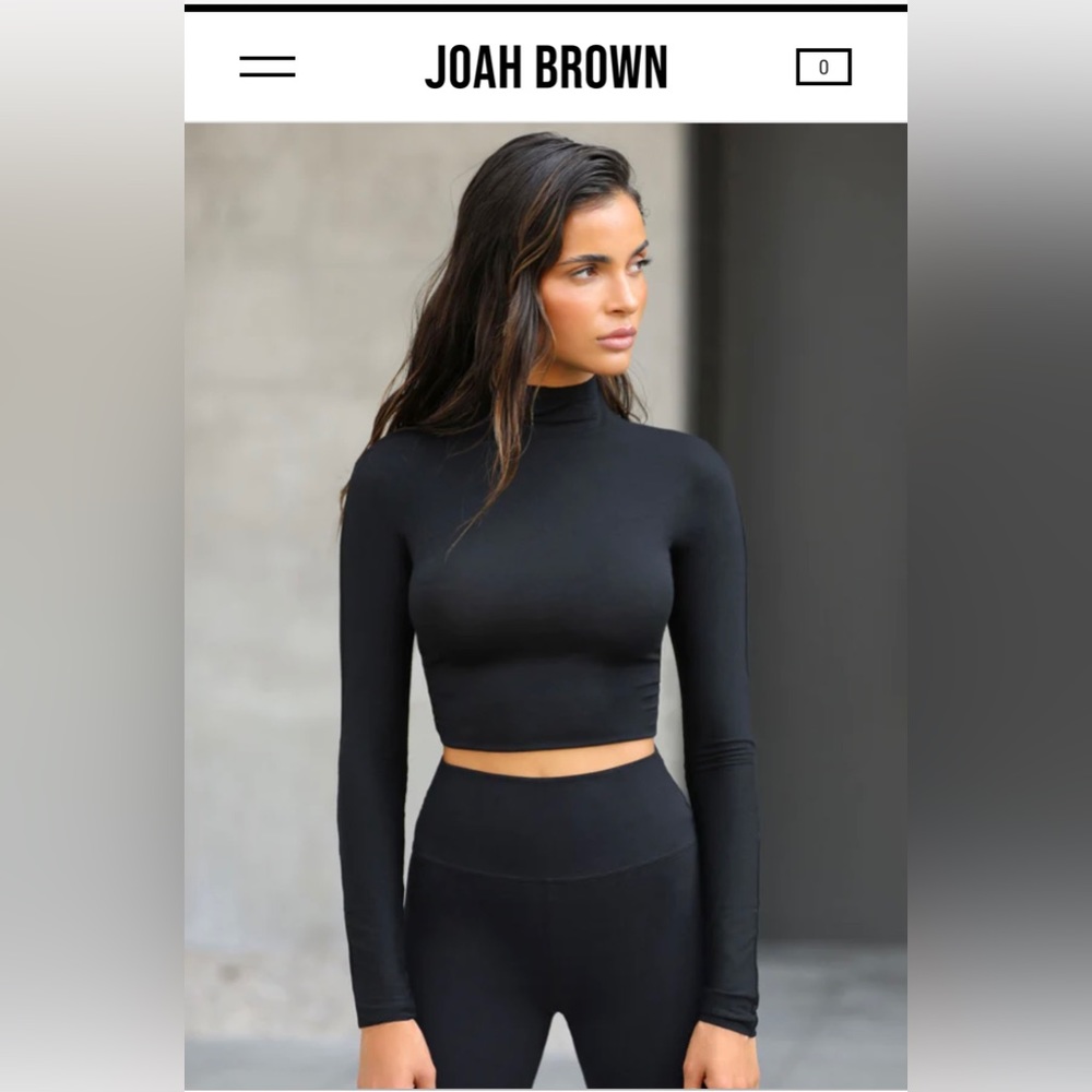 Joah Brown Cropped Mock Neck Long Sleeve